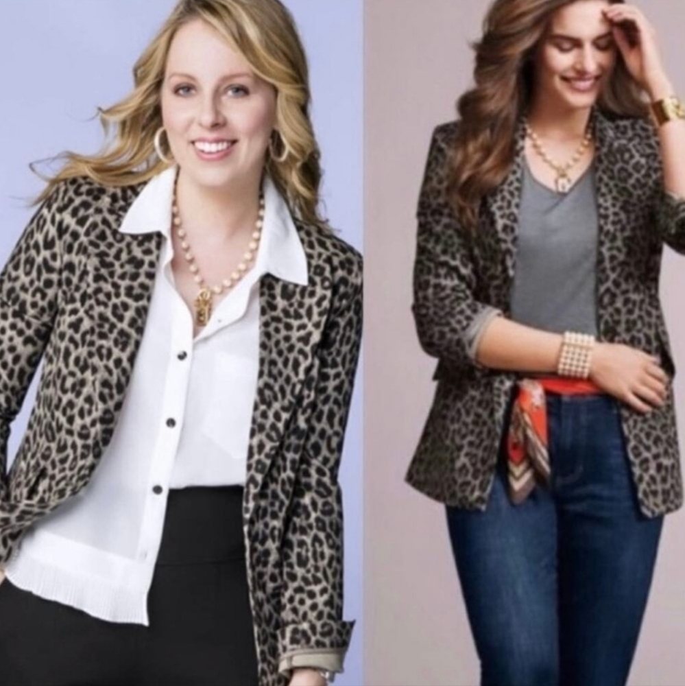 Cabi Leopard Print Blazer - Black and Tan
